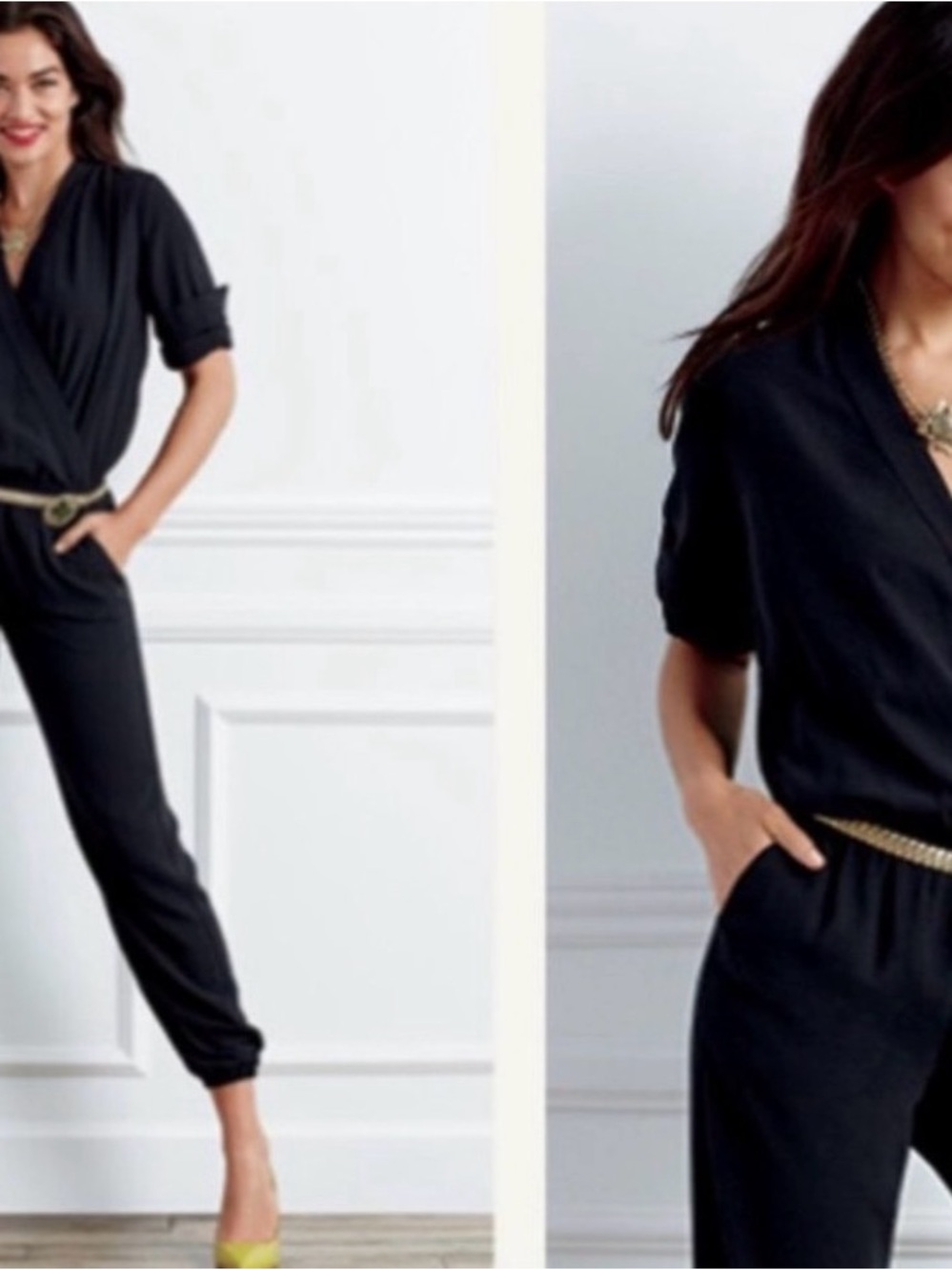 CAbi Black Casey  Jumpsuit with Elastic Waist and Gathered Cuffs